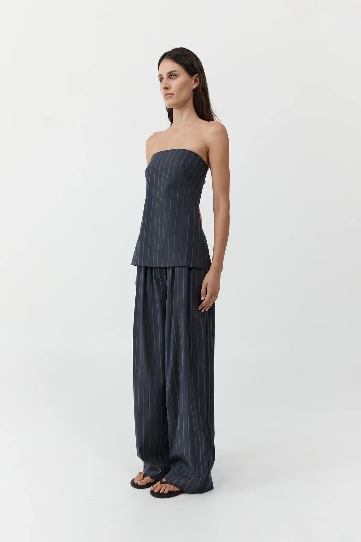 Strapless Rouleau Tie Top - Ink Stripe - Image 6