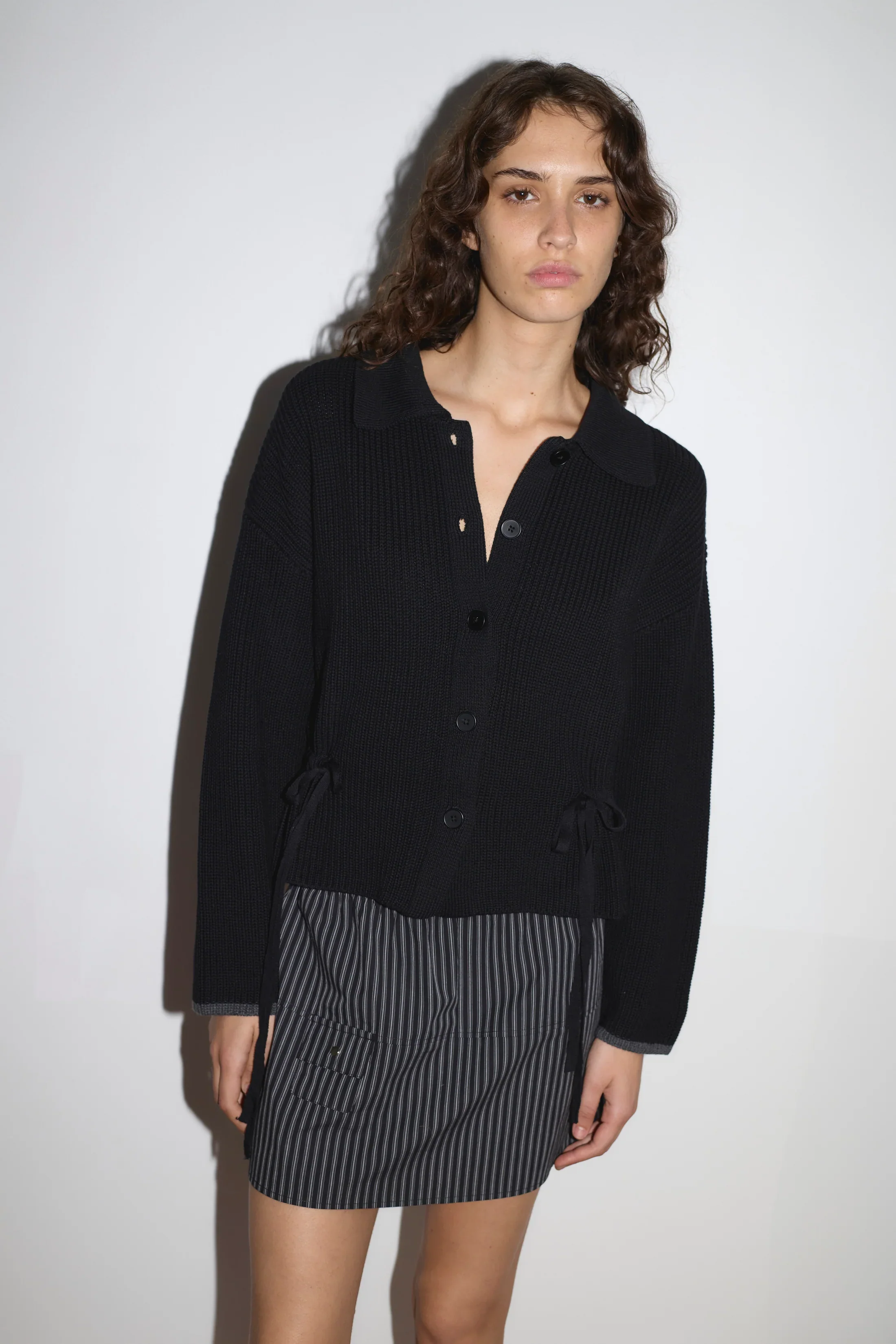 Tie Sie Cardigan - Black - Image 2