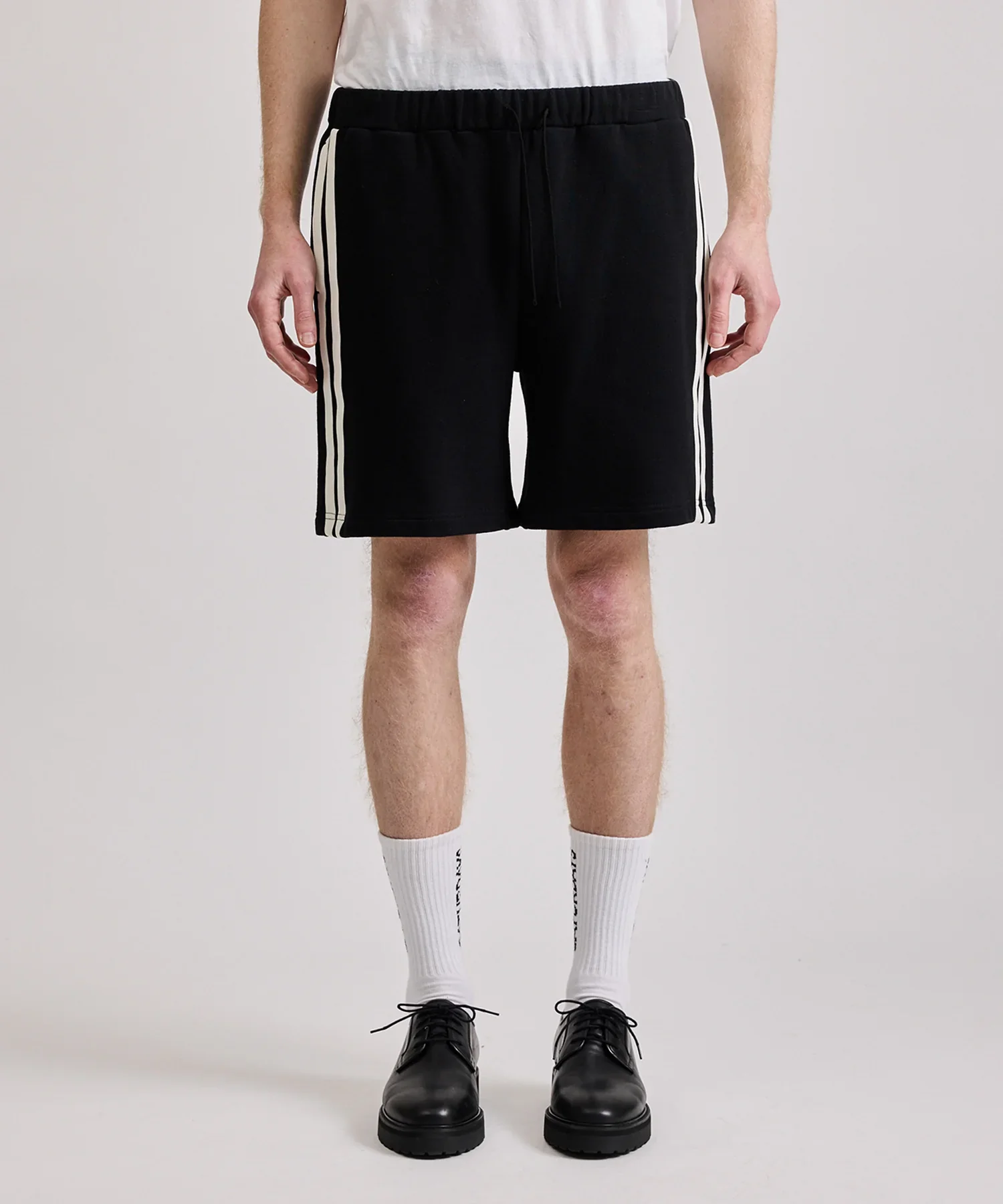 Varsity Striped Sweat Shorts - Black - Image 2