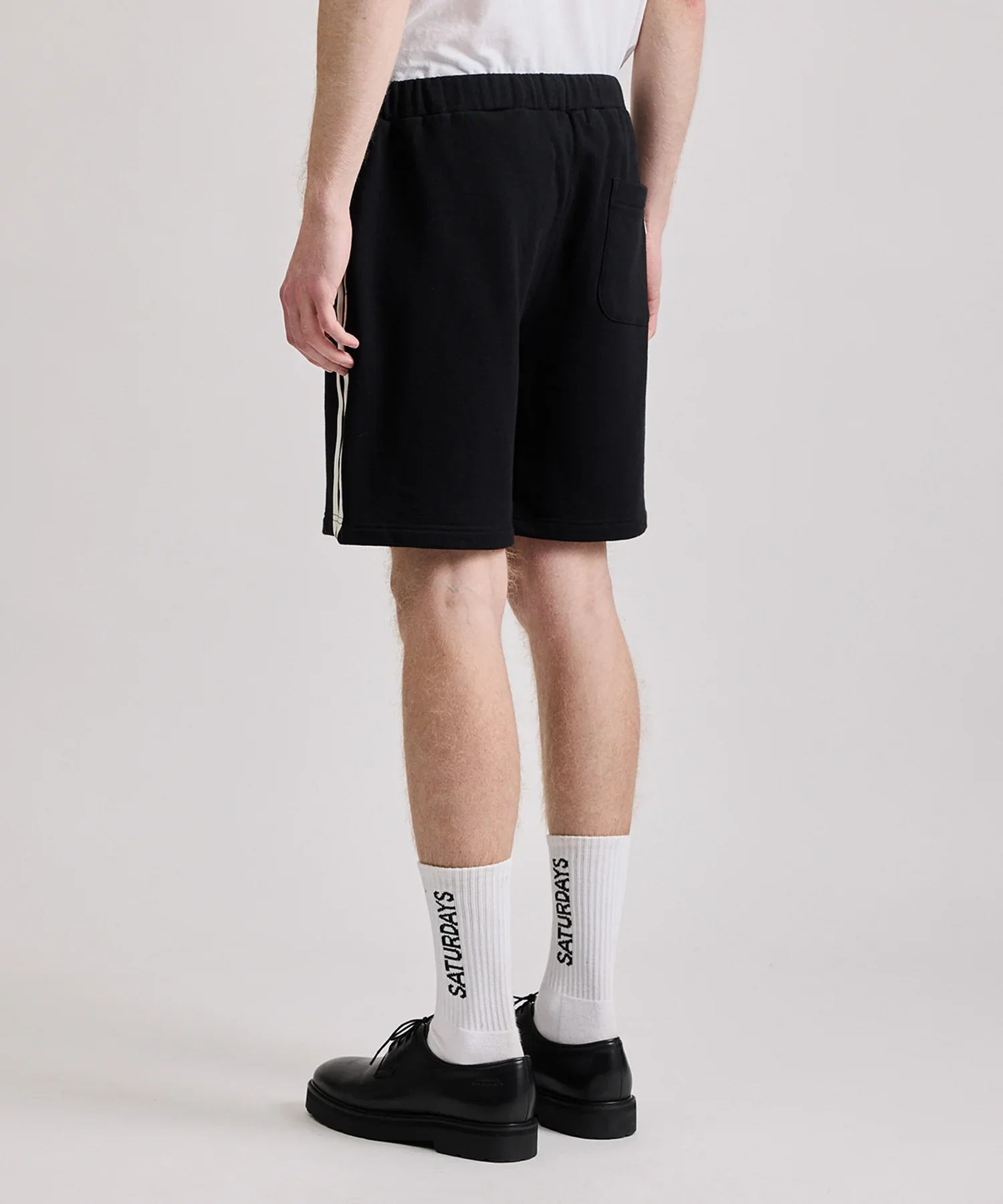 Varsity Striped Sweat Shorts - Black - Image 3