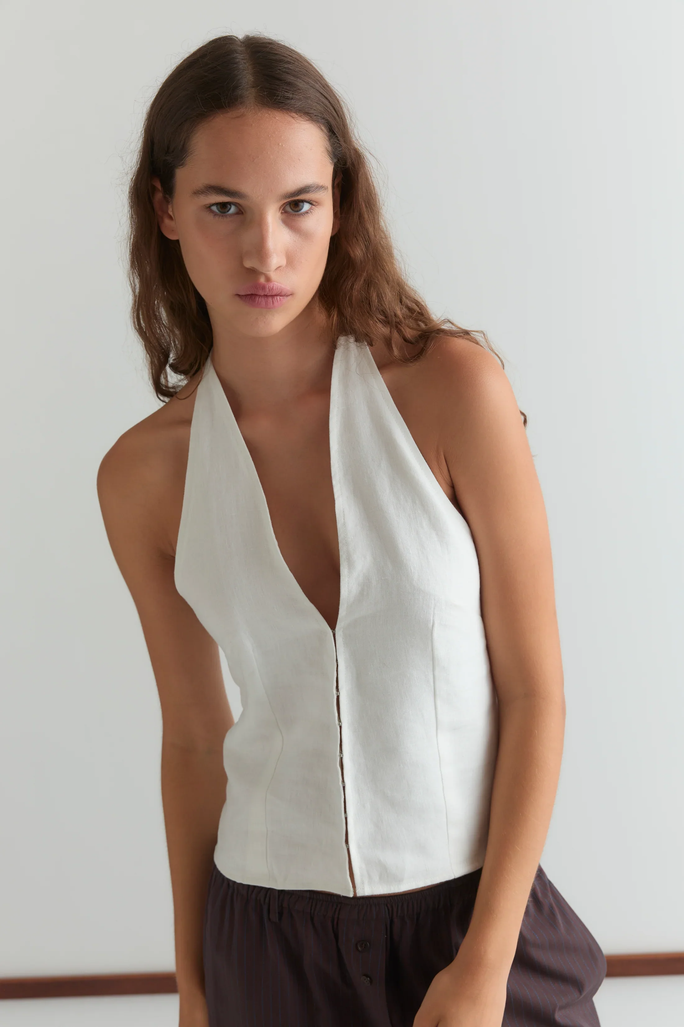 Close Halter Top - White - Image 2