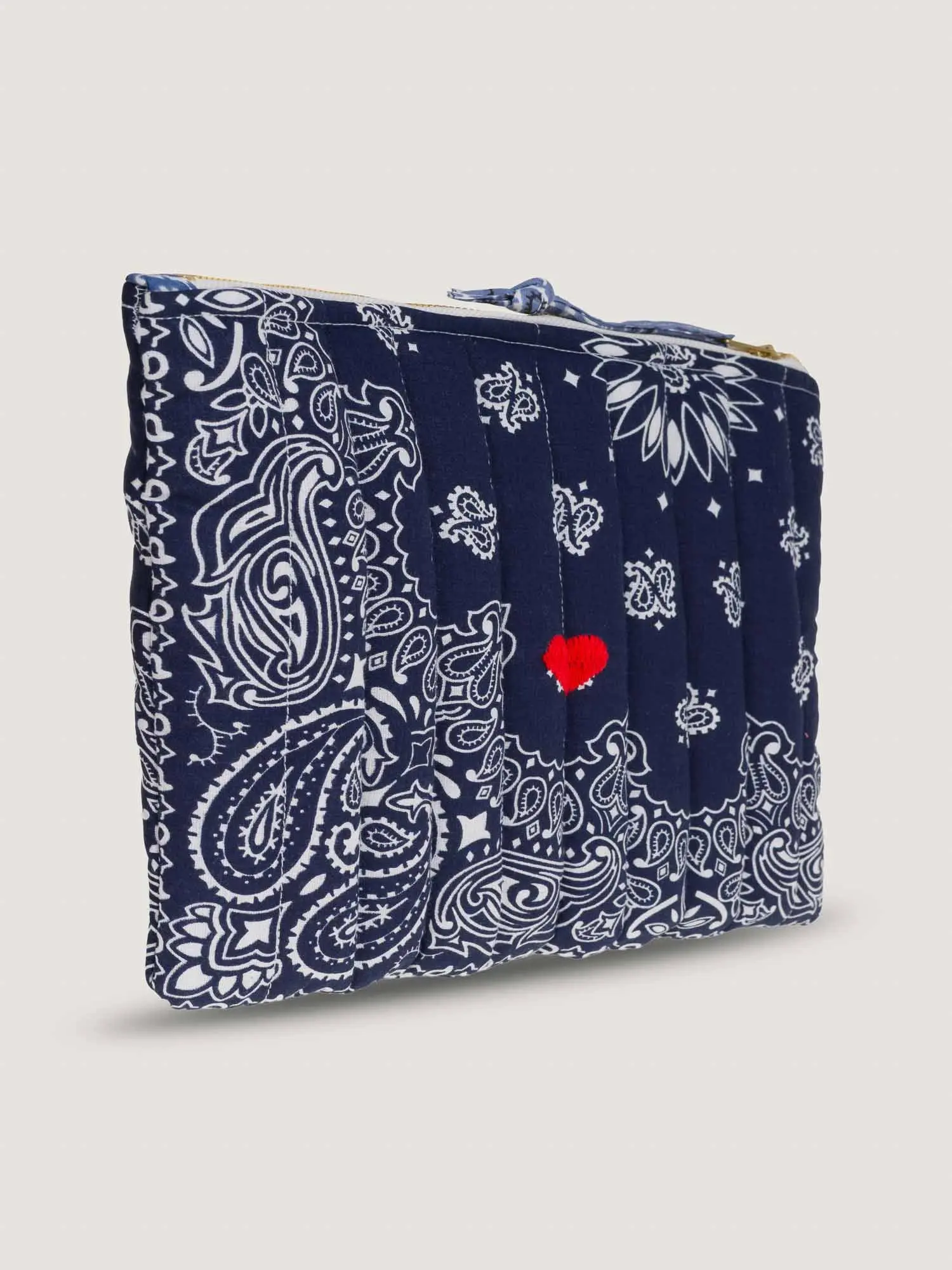 Zipped Heart Pouch - Navy / Chambray - Image 3